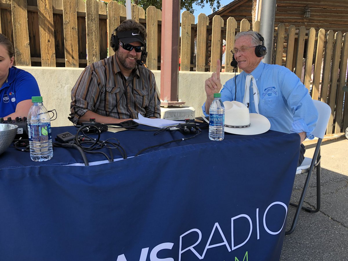 OgdenPioneerDay's tweet photo. #OPD2019 Chairman Alan Hall talks to @kslnewsradio @davenoriega before the start of our Top 5 @PRCA_ProRodeo. Great seats still available @SmithsTix. Come see the best show on dirt. #WeAreProRodeo #fortheride https://t.co/v9ra8OvQT0