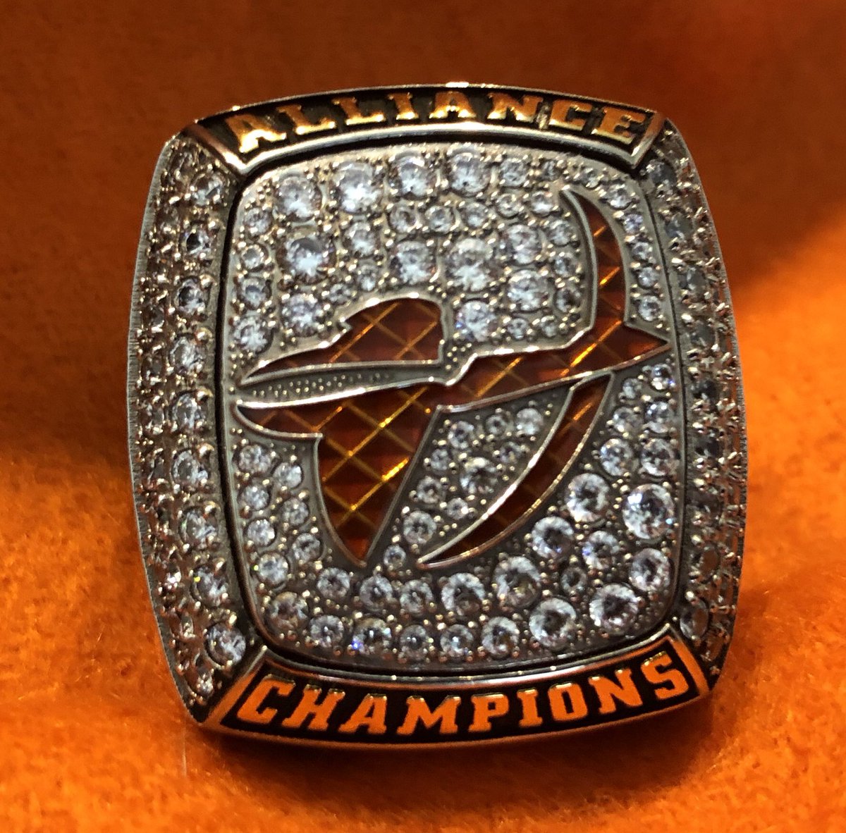GoWithBrentwood's tweet photo. The One, and Only ALLIANCE OF AMERICAN FOOTBALL CHAMPIONSHIP RING crafted by @Jostens recognizing The ORLANDO APOLLOS 2019 TITLE as recognized by @FanDuel THANK YOU TO ALL OF OUR FANS &amp; PARTNERS FOR YOUR SUPPORT 🏈 Now, and Forever, 🏹#TakeAim https://t.co/RkZJjv7b9y