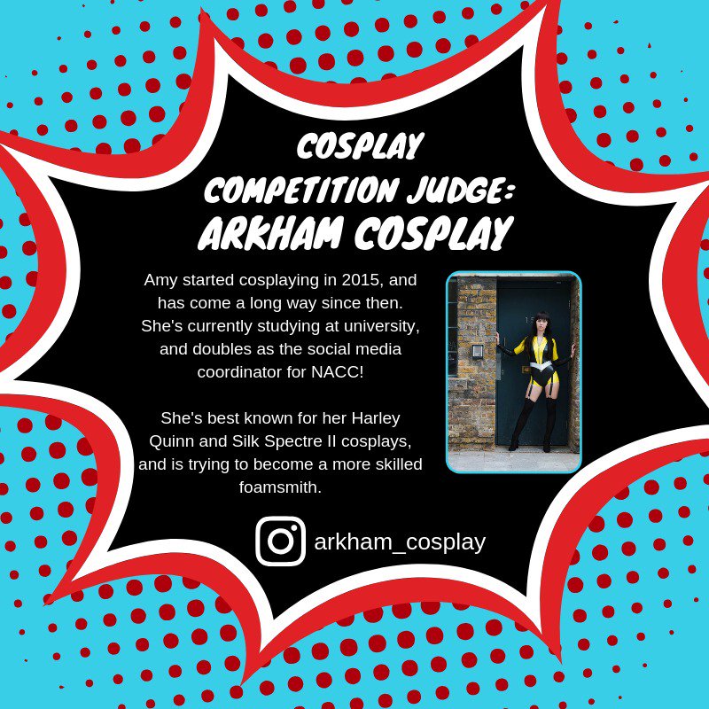 NACCBirmingham's tweet photo. We are now into the last few announcements on #AnnoucementFriday & would like to introduce you to our #CosplayCompetition judges! Categories: ‘Best in show’ ‘Best Group’ & ‘Best young cosplayer’ #NACC19 #NACCBirmingham #NotAnotherComicCon #ComicCon #Cosplay #Birmingham https://t.co/fStPUrzQ7S