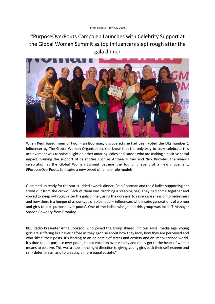 sharonbowdery's tweet photo. #PurposeOverPouts - Press Release!! @FranBGlobal https://t.co/6dQoo8SXVa