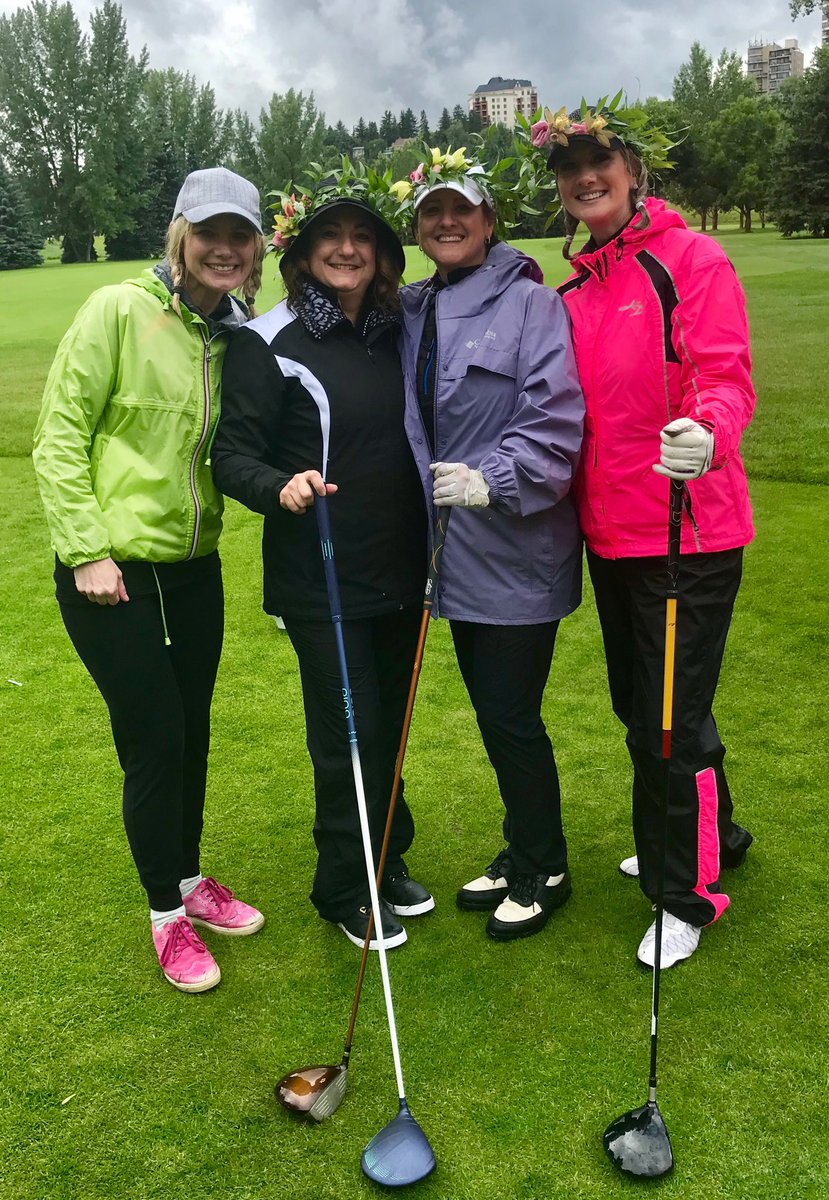 Cherdigitty's tweet photo. We clean up okay, after playing a soggy round, and the #ladiesotgreen event was worth every drop!  Thanks to ⁦@ZebraCentre⁩ for all they do to protect children and to the people who support it!  See you next year!! #victoriagolfcourse #yeg https://t.co/pdfsyiSQOu