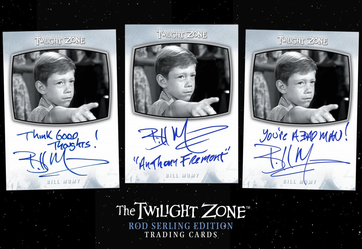 Search for exclusive inscription autograph cards in The Twilight Zone: Rod Serling Edition trading cards from Rittenhouse Archives. Notable signers include William Shatner, Ron Howard, Bill Mumy and more! #thetwilightzone #billmumy #rittenhousearchives