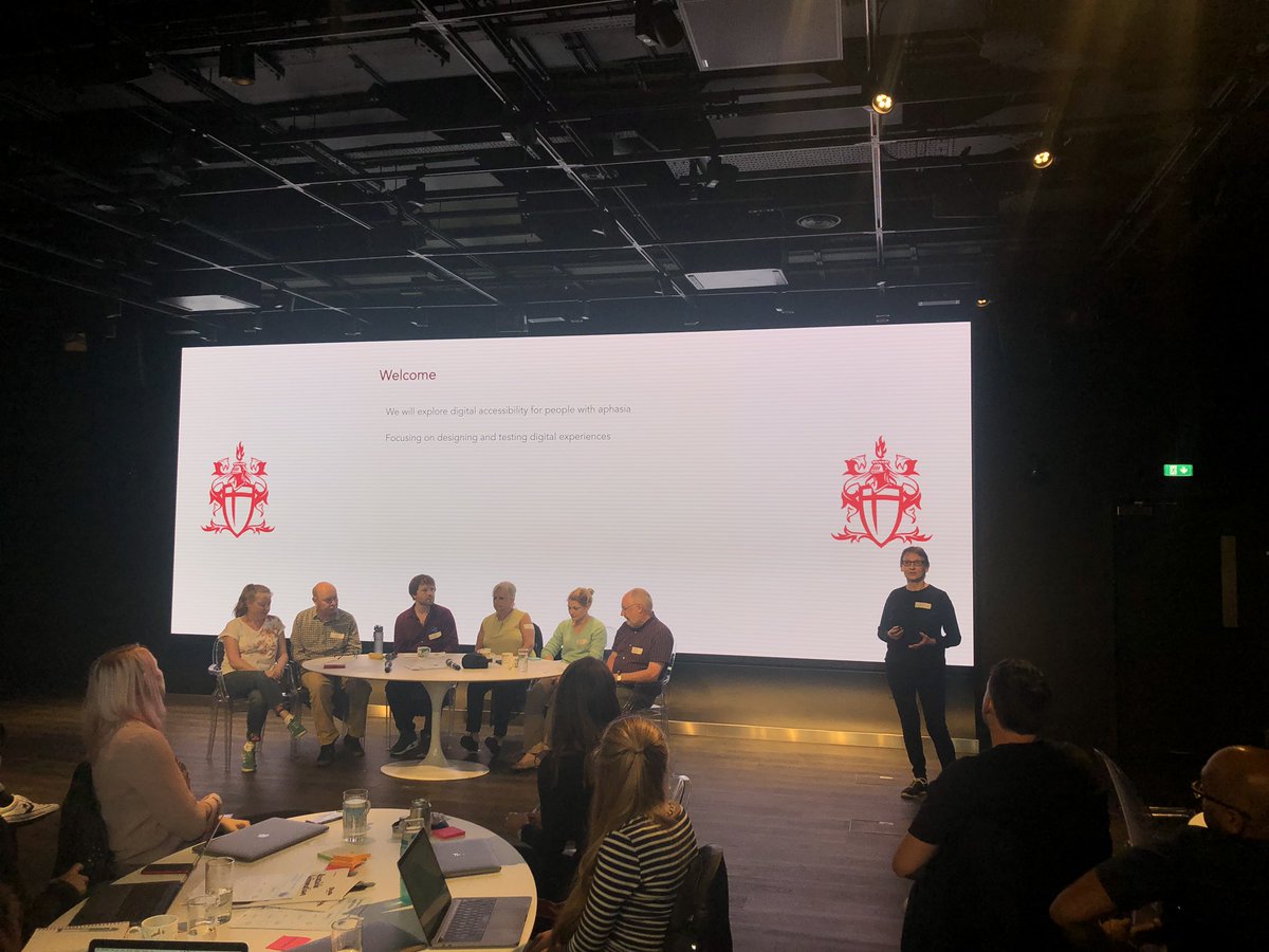 BrianGrellmann's tweet photo. Wow! What an incredible workshop put on by @cityuni_hcid and #aphasia consultants for @avivaplc @AvivaUK ‘s digital design team, on the topic of designing digital technology for people with aphasia and accessibility in general. https://t.co/q9un9rulaS