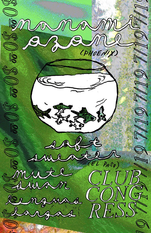 Tonight's gonna be a fun one! Nanami Ozone will be joined by Lenguas Largas, Mute Swan, and Soft Sweater (El Paso, TX) for a free  show on our Club stage!