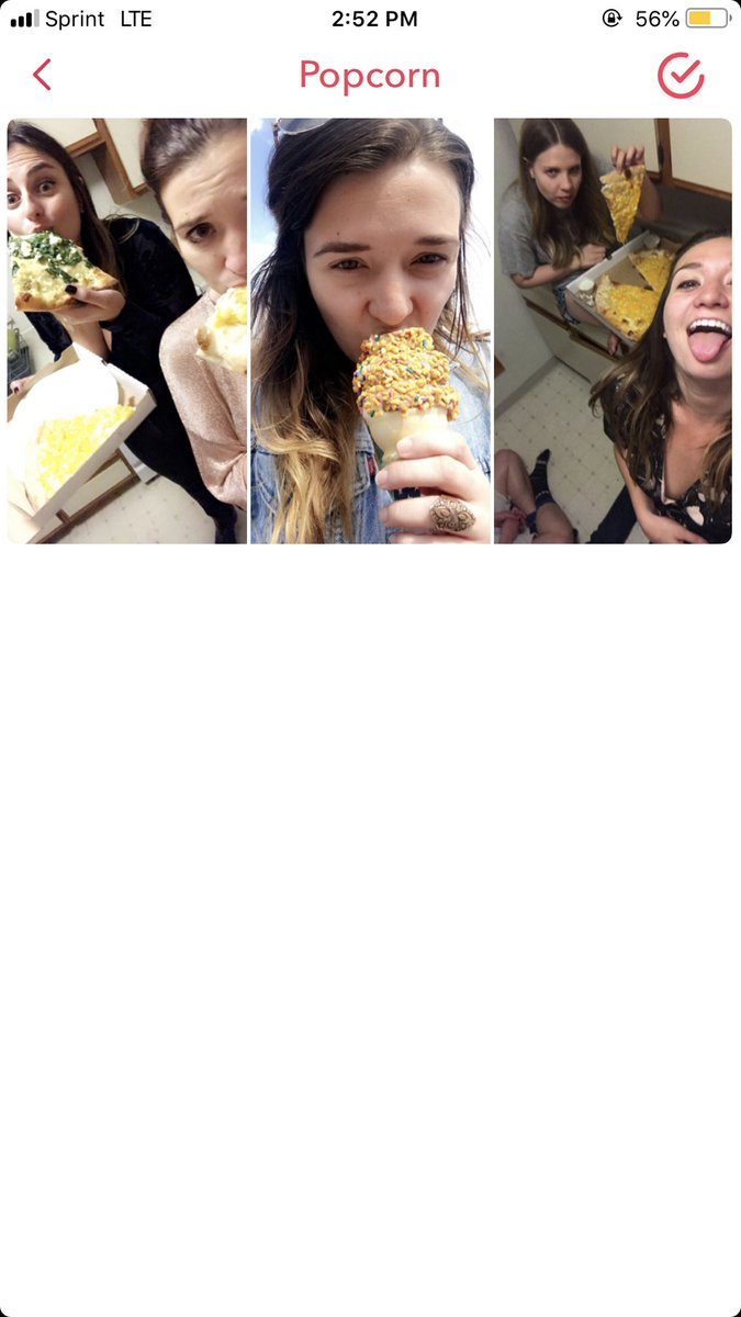 alued439's tweet photo. Y’all know how Snapchat can create “memories” for you? Well, Snapchat created a memory folder called “popcorn” for me that is just pictures of me eating and none include popcorn 😑🍿 @bbonks @lanadelmaggs https://t.co/4AIrmDFx3p