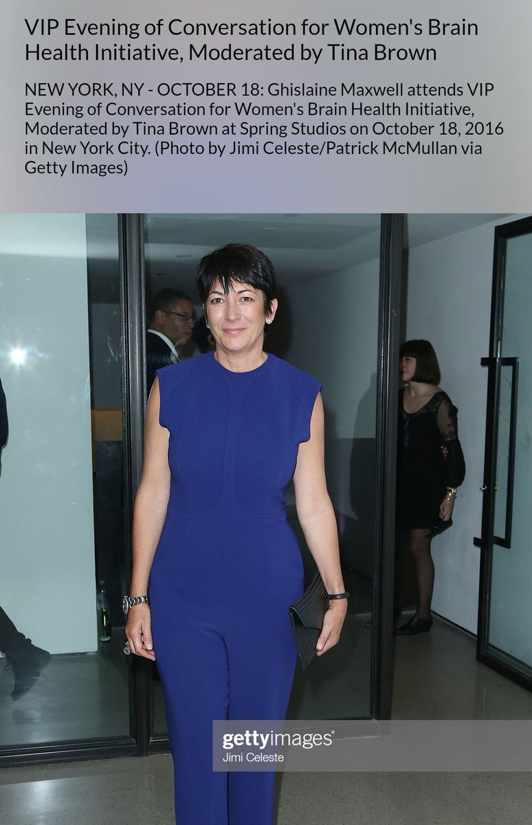 And here's Ghislaine Maxwell at a 2016 Women's Brain Health Initiative event moderated by Tina Brown.