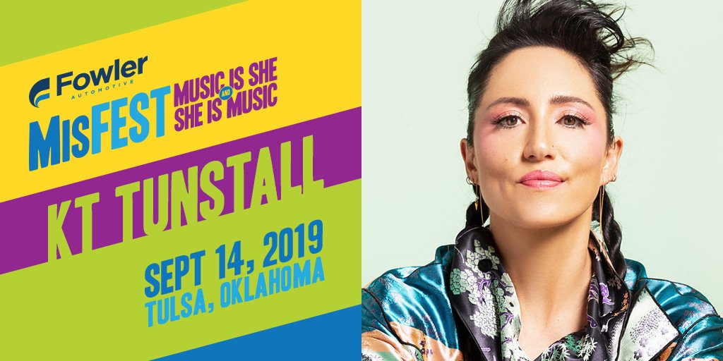 misfesttulsa's tweet photo. Announcing our #MisFEST 2019 headliner: @KTTunstall! We're excited! Are you excited?! #womeninmusic https://t.co/MnSIDfEo4h