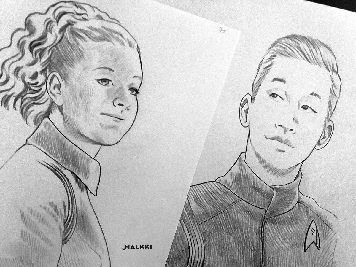 Jemppu's tweet photo. Back on Trek track today after a while. Hoping these will turn into something in the near future ⭐️⭐️⭐️ #StarTrekDiscovery #DSC #SylviaTilly #GenRhys #ChristopherPike #CaptainPike https://t.co/L1AkBHUSJ9