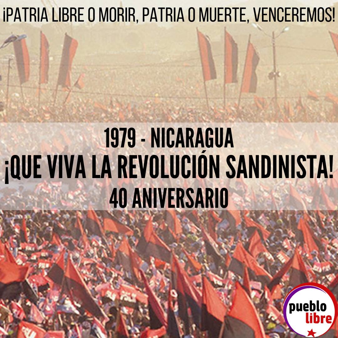 Desde Chile mandamos un saludo por los 40 años de la Revolución Sandinista ¡Patria libre o morir, patria o muerte, venceremos! #FSLN #RevolucionSandinista #Sandinismo #Nicaragua #PuebloLibreChile