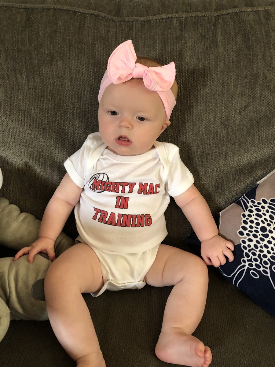 McAuley_VB's tweet photo. Put me in, Coach...Meet Miss Riley Hopkins, daughter of #MMCAlum and 2004 State Champion, Caitlin Strimel Hopkins. We know this #futureMAC will be as fiery of a competitor as her mom was back in 2004. #StrimelTough #2LEGACY #McAuleyClassOf2037 https://t.co/lVk0qzFerF
