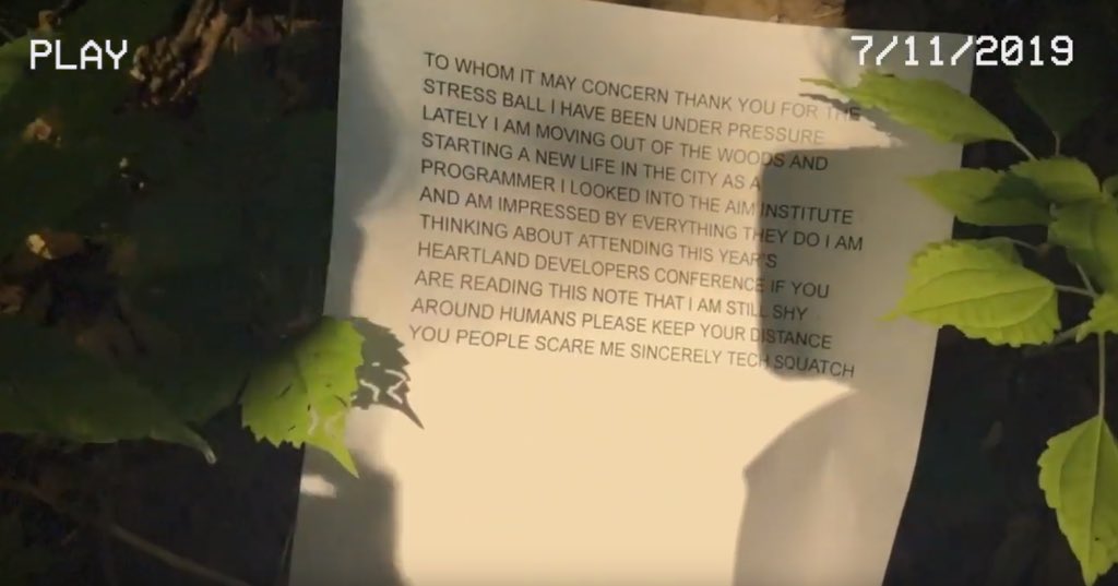 techsquatch's tweet photo. I wrote a note for people looking for me.
It looks like someone found it:
https://t.co/o2z97ZRvfS
#techsquatch #teaser #outofthewoods #seeyousoon #developers #tech https://t.co/oLAe5jN81X
