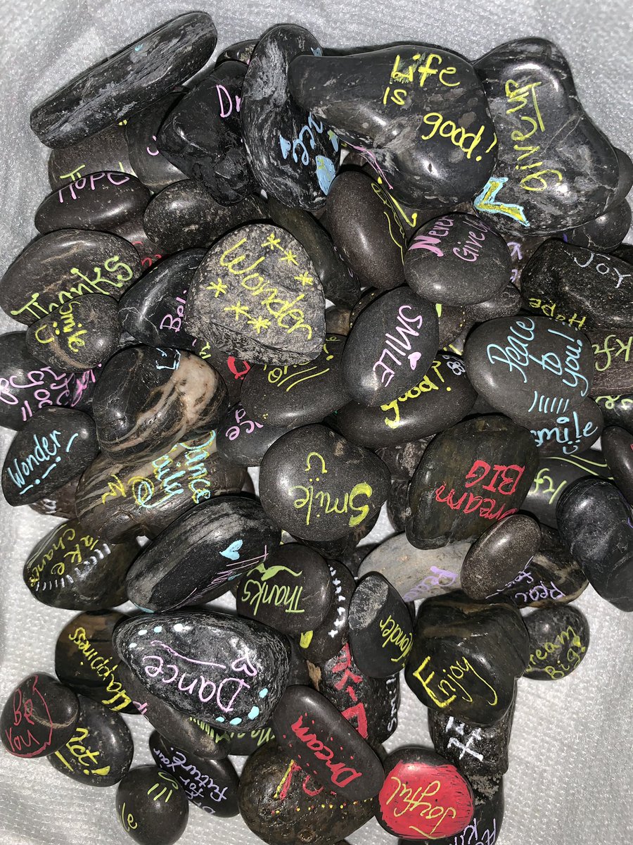 kris_lilley's tweet image. A bag full of promises, hope, wonder, and joy to remind those who find one of our pebbles that life is good and things get better. #summerenrichment #GCISD #PositiveVibes #kindness @SummerEnGCISD