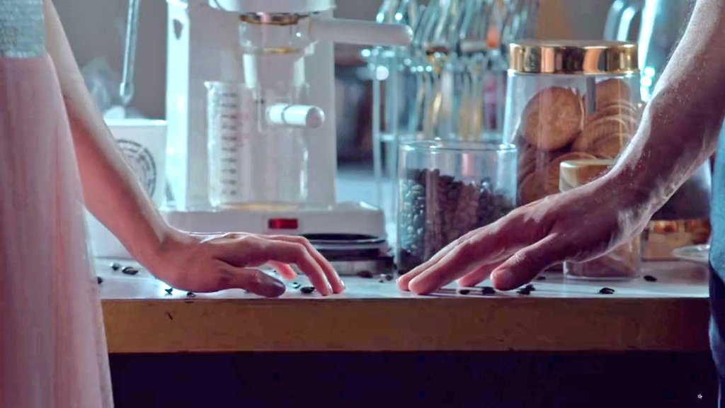 His Hand moving silently towards her hand..she looked at him her hand moving back as she started taking back steps..but her hand making way for his hand as her fingers gently removing the coffee beans which are coming on his way.. #YehRishteyHainPyaarKe  #MishBir +