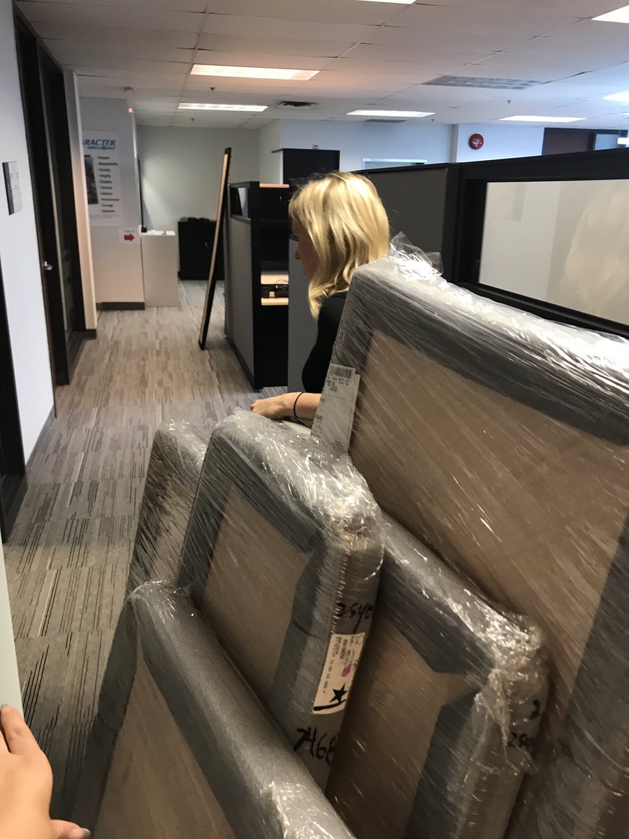stacie_tasker's tweet photo. Traded in our high heels for steeltoed boots! Helping our installation crew with a @Steelcase Answer installation today. 

@BrantBasics https://t.co/ouE562fnnu