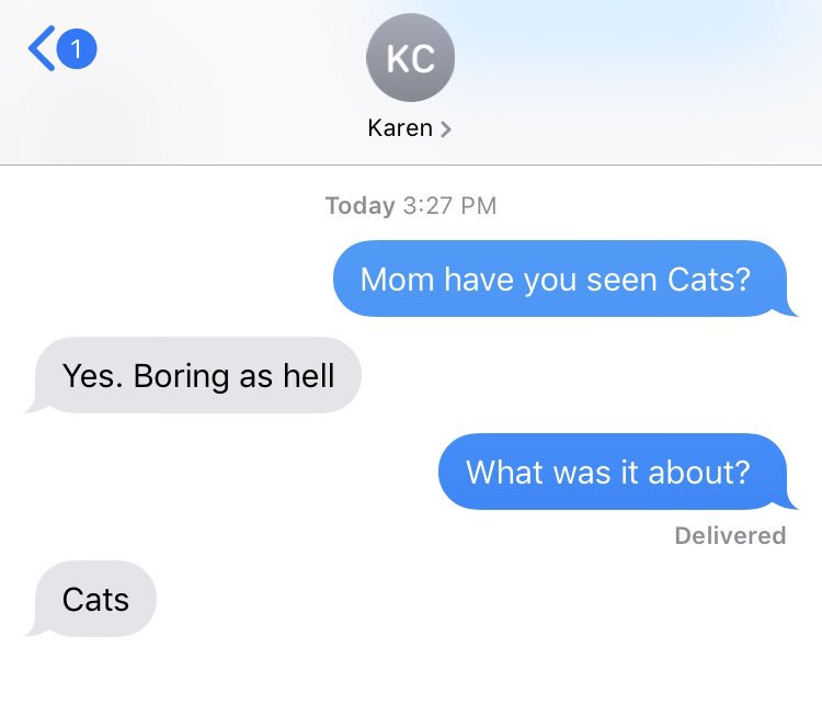 kassbrownridge's tweet image. Inspired by this Vice article, I asked my mom to explain the plot of Cats: vice.com/en_us/article/…