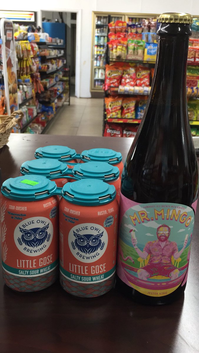 Just in 
MR . MINGO <a href="/jesterkingbeer/">Jester King Brewery</a> 
Little Gose Salty Sour Wheat <a href="/BlueOwlBrewing/">Blue Owl Brewing</a>