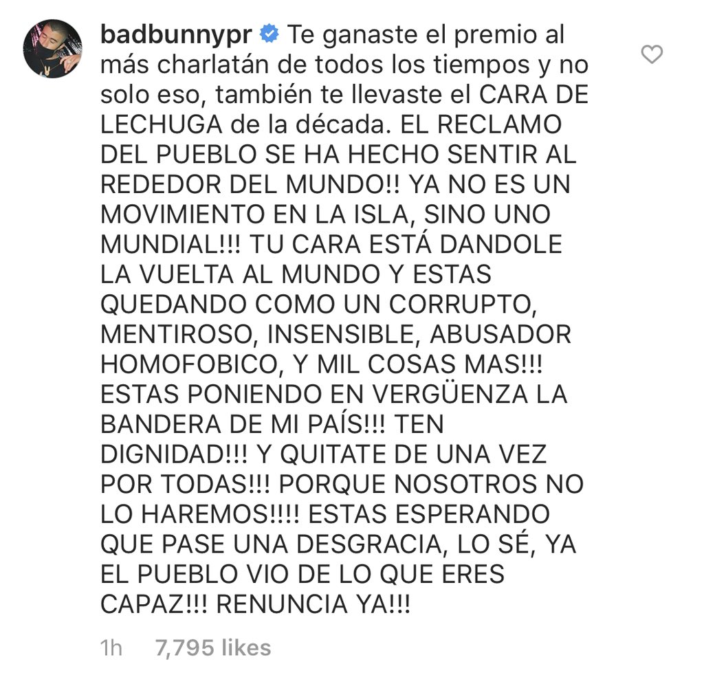 David Begnaud On Twitter Artists Residente Sanbenito Excoriated The Puerto Rico Governor On His Instagram Under A Pic Of Him Working Residente You Are Literally Imitating Dictatorships Around The World Bad