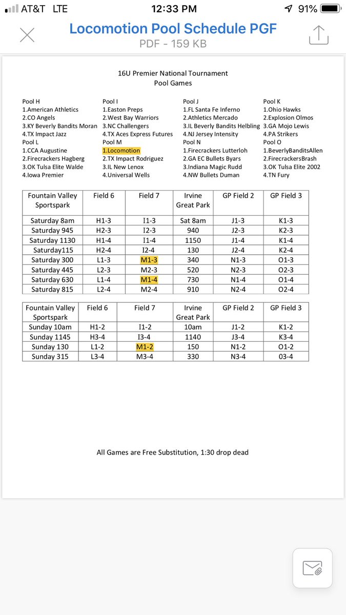 locosoftball's tweet photo. Here is our schedule for 16U PGF Premier Nationals Pool Play!  Girls are excited, we are ready to go! @PGFnetwork #PGF https://t.co/AIgsLx0b6I
