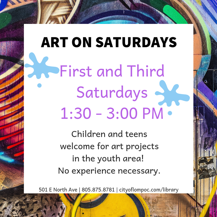 LompocRecord's tweet photo. Art on Saturdays at the #LompocLibrary
Get artistic on the first and third Saturdays of each month for Art on Saturdays! This program is held in the Children's Department from 1:30-3:00 PM. Drop in and work on an #artsandcrafts project! https://t.co/SXuEaLCD67 https://t.co/Vc2L17zJ90