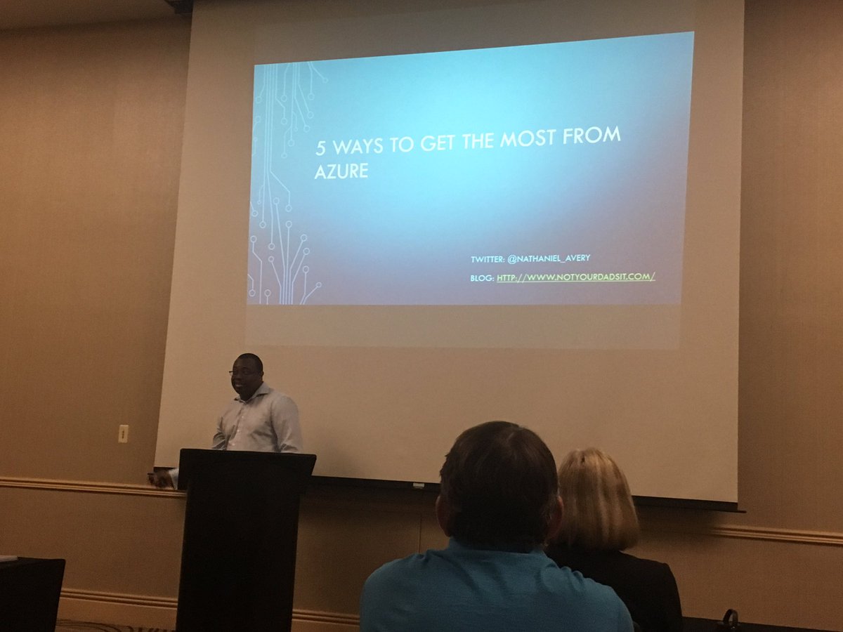 ballen_clt's tweet photo. Listening to @nathaniel_avery drop some Azure knowledge on us at #Cumulus2019 https://t.co/6PWns0P2WL