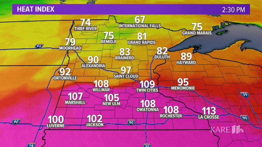 LauraBetker's tweet photo. Holy moly it's hot outside! Currently, it feels like 109 in the Twin Cities! Stay safe with A/C and plenty of water!

#kare11weather https://t.co/YsDPRyP9hq