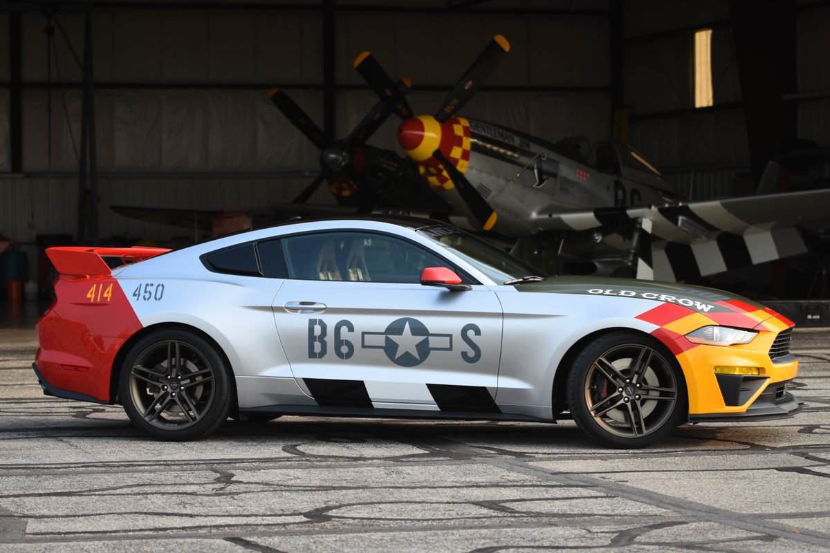 ROUSHPerf's tweet photo. Looking forward to the start of @EAA AirVenture this weekend! We have one question for you. Who's ready to check out the one-of-one ROUSH "Old Crow" Mustang GT in person next week? #FordAirVenture #OldCrowMustang #OSH19 https://t.co/CgIoGoPQct