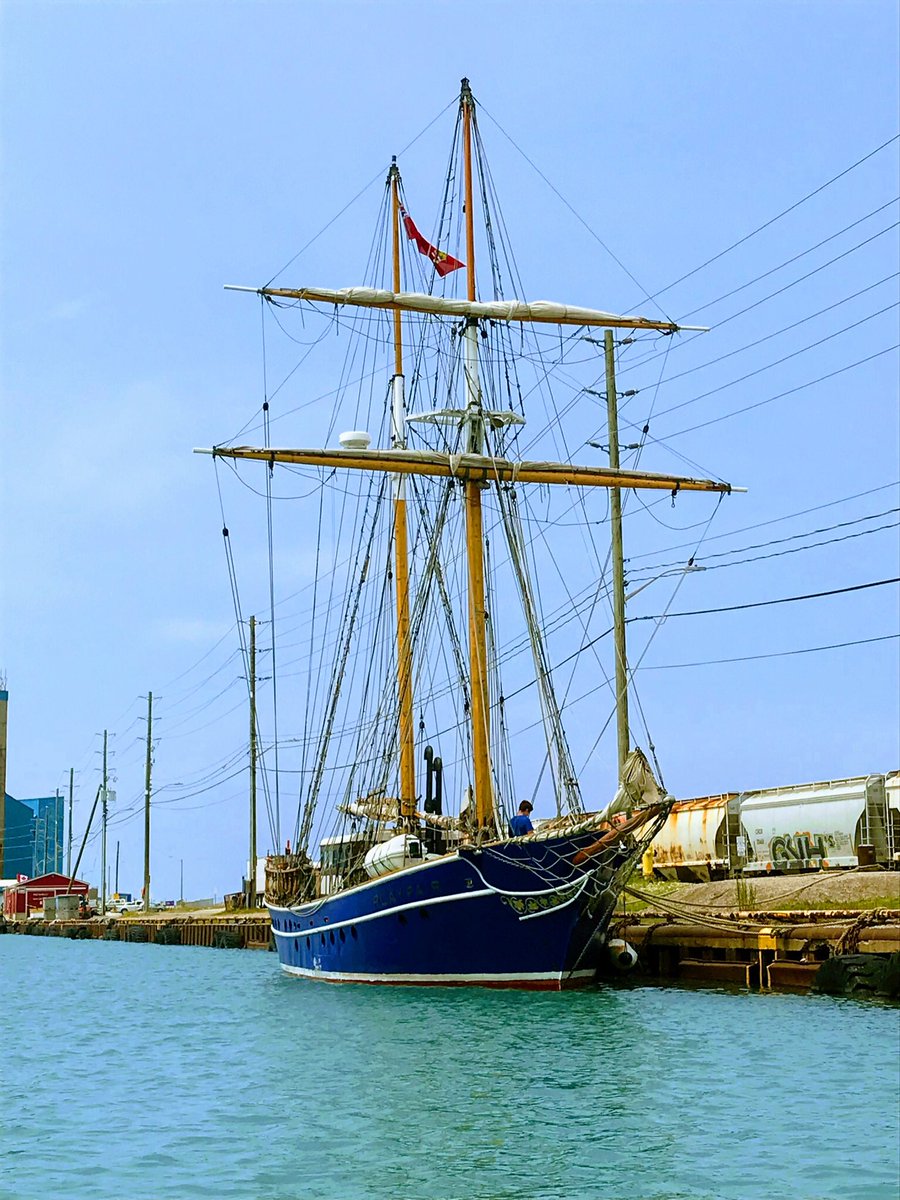 Playfair currently docked in the Port of Goderich. #boatinghuron #tallship #youthsailing #boating #lakehuron #greatlakes