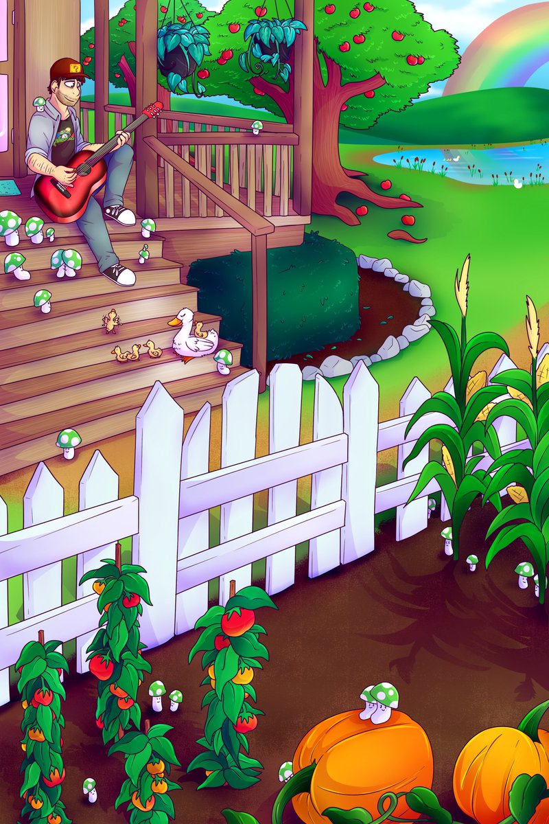 My submission to the Charity Art Contest for <a href="/vinesauceisHOPE/">Vinesauce is HOPE 💚</a>
The theme this year was farming, so I wanted to represent how Vinesauce has grown a wonderful community from all the hard work they do!🌼

PLEASE consider donating money to the charity this year! Help kids in need!!!