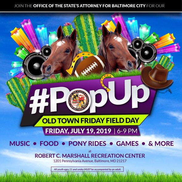 Bmorelive19's tweet photo. We still have more fun for you for this evening!! The State's Attorneys Office will be hosting an Old Town Friday event at Robert C. Marshall Recreation Center (1201 Pennsylvania Ave). See you there, please share #bmorelive19 https://t.co/ydf4tbsudY