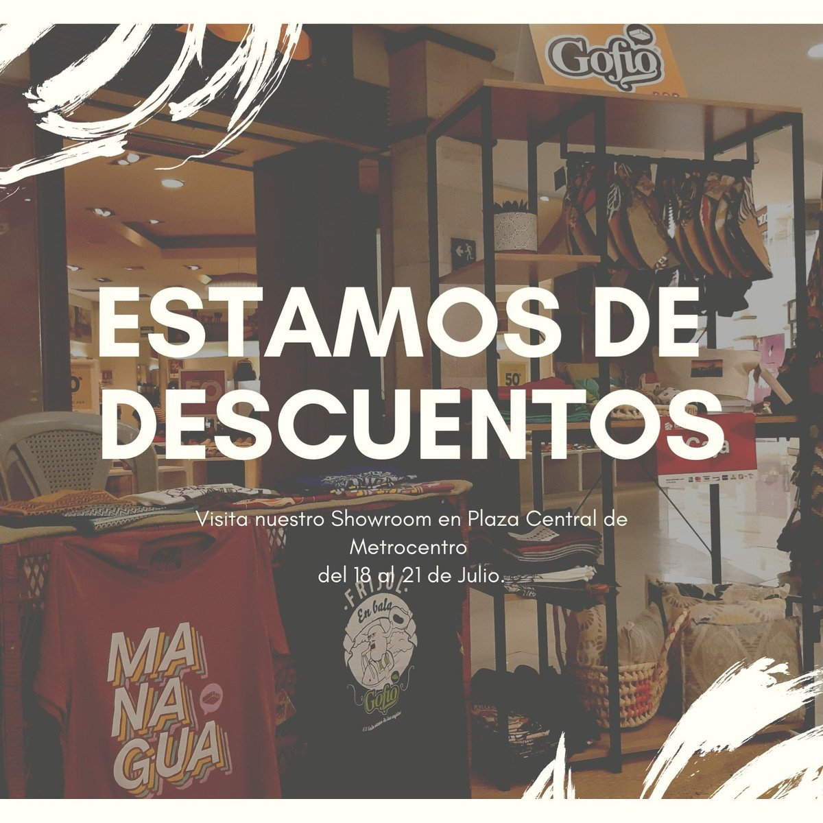 GofioApparel's tweet photo. ¿Te gustan los descuentos? ¡Visítanos en plaza central de @metrocentronic y aprovecha los descuentos que tenemos en artículos seleccionados!

#Expoventa  #nica #nicaraguan #hechoennicaragua #illustration https://t.co/yFeWSJMgYs
