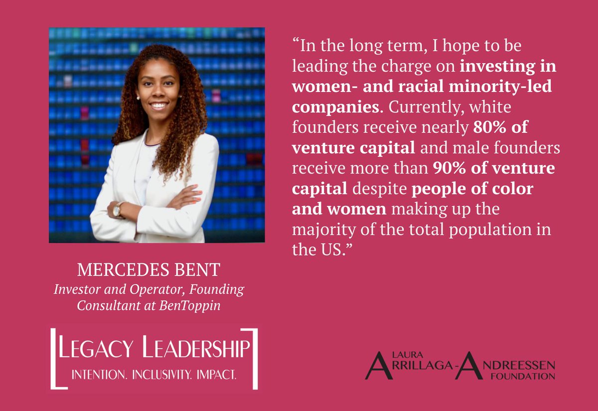 Laura Arrillaga Andreessen Foundation On Twitter Investing In Racial And Gender Equality Through Venture Capital And Education By Mercedes Bent Mercebent Read The Full Story Via Laaf At Https T Co Fw9widaola Legacyleadership Racialequality