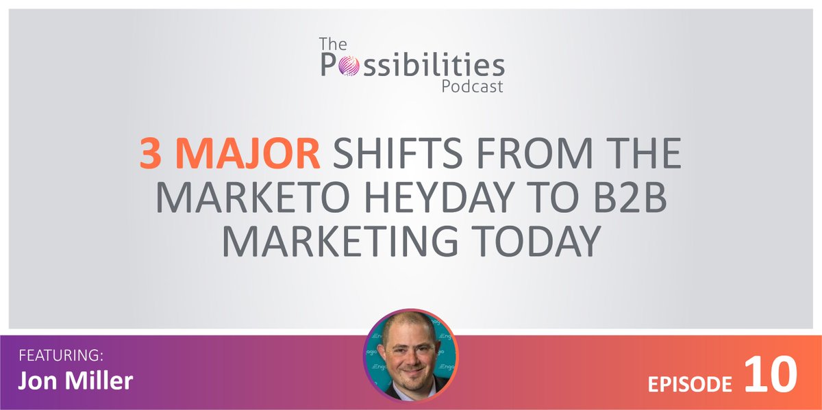 Mindtree_Ltd's tweet image. POSSIBILITIES #PODCAST 10 with Marketing Maverick Jon Miller, CEO and Co-Founder @Engagio &amp;amp; previously co-founder at @marketo, discussing the #DigitalTransformation taking place in #MarketingAutomation. @jonmiller. Podcast: okt.to/thDBdL | Blog: okt.to/rmPid8