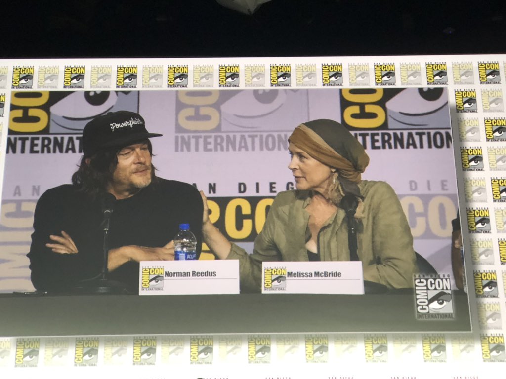 TheWalkingDead's tweet image. Melissa says “Norman is always great fun to work with,” but that (best friends scene in the trailer) was one of her favorite days of shooting ever. #SkyboundSDCC #TheWalkingDead
