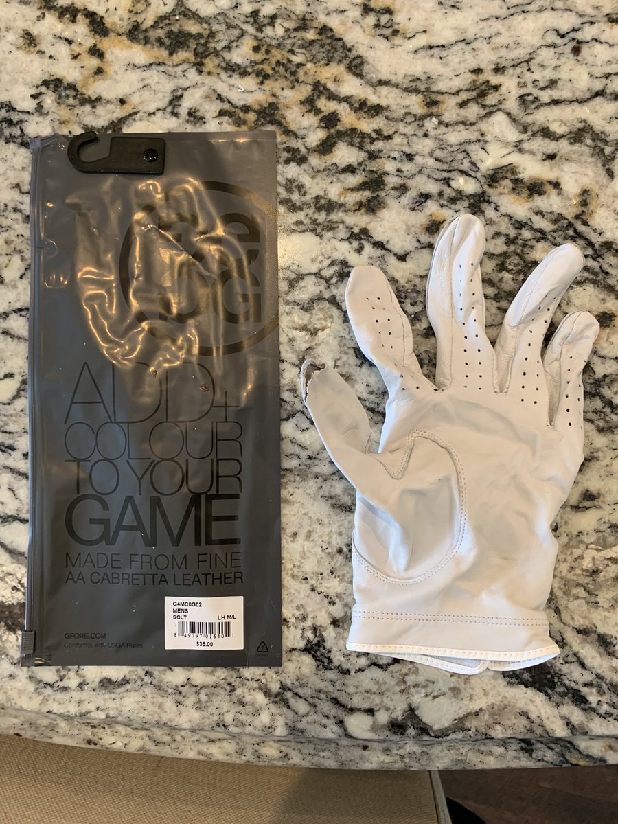 dahullsmu's tweet photo. Hey @gfore love your equipment, but tried your gloves (long time @Titleist players glove user), thumb seam split on 5th swing! https://t.co/KQIBzdSG9z