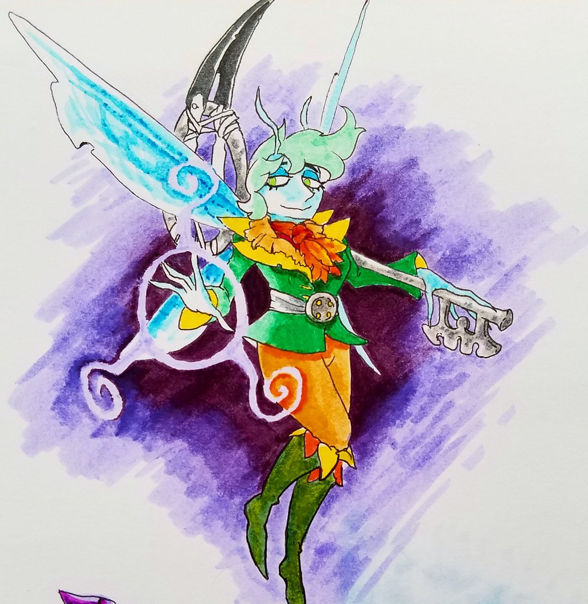 Vertea's tweet photo. #FanartFriday !
Finished the faerie from yesterday, though the camera on my phone disagreed with the colors :/
#faeries #MTGEldraine #mtg #fanart #tombow #markerart #fantasyart #CrypticCommand https://t.co/nOOf7Xg5rp