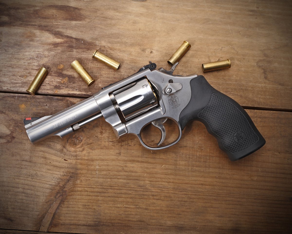 Smith_WessonInc's tweet photo. What's the Model? This Smith & Wesson is a medium (K) frame revolver with a 4.13" barrel. It is chambered in 38 S&W Special +P. #SmithandWesson #Kframe #38SWspecial #plusP https://t.co/TZpPDEnJTQ
