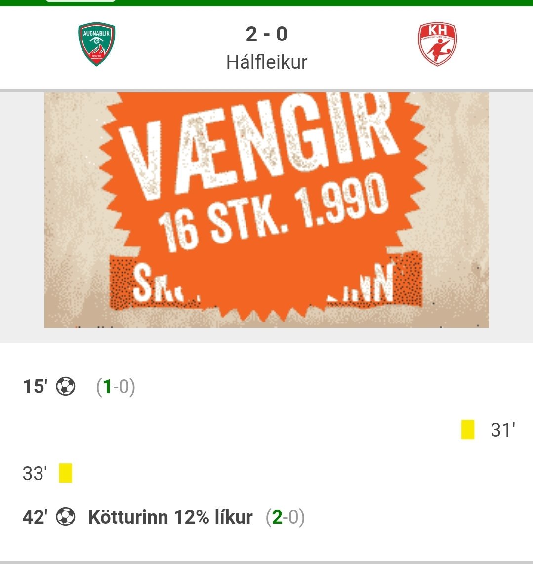 Þetta eru ansi góðar líkur verandi á bekknum <a href="/hrafnkellfreyr/">Hrafnkell Freyr Àgústsson</a>