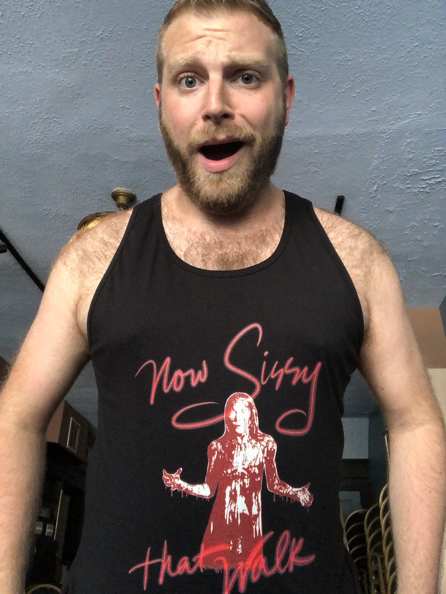 jnordell's tweet photo. LIVING for my new @DeadzVille #NowSissyThatWalk #SissySpacek #Carrie tank top from @TeePublic https://t.co/YZubOgF7Ch
