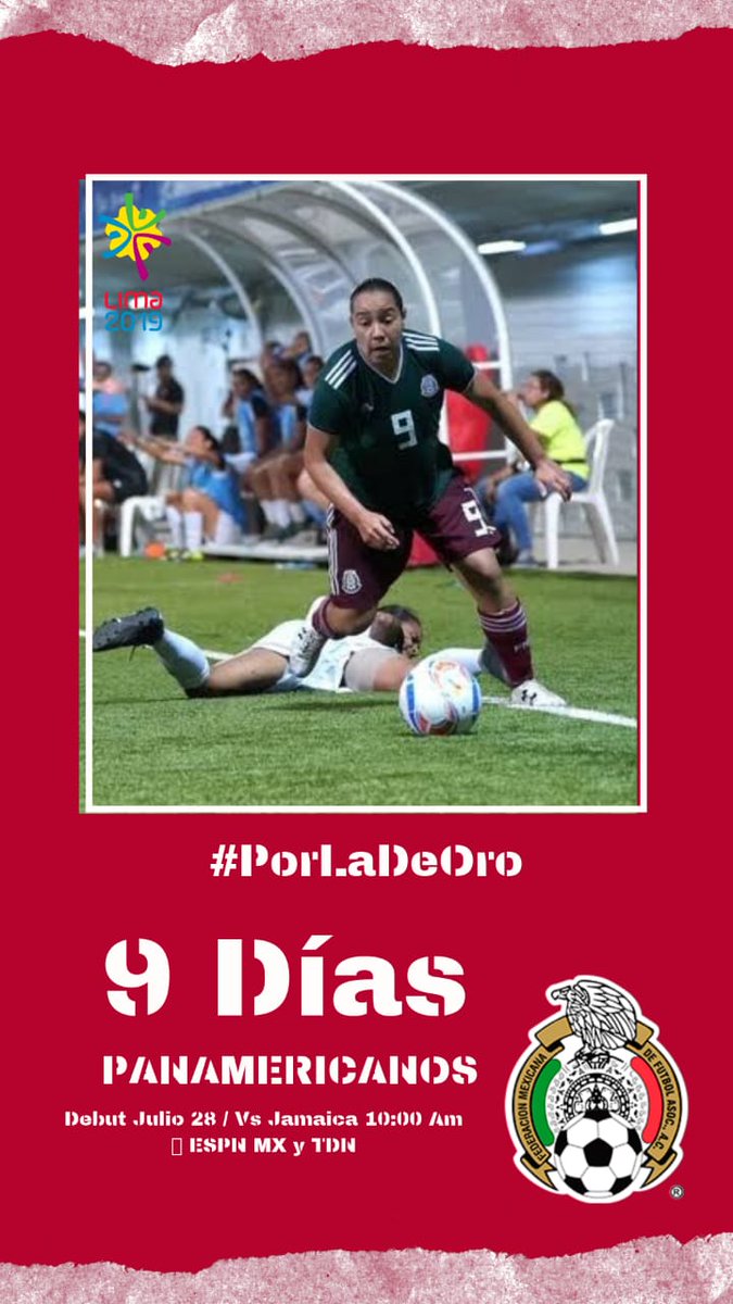 Apoyoaltrifeem's tweet photo. #SeleccionMayor 9 Días Para Su Debut de Nuestras Guerreras @lima2019juegos
Domingo 28 de julio
10: 00 AM /Lima Perú
Vs Jamaica
📺 @tdn_twit @espnmx !Por la de Oro #DaleMexico 🇲🇽🙌🎖 https://t.co/EXElu1geHN