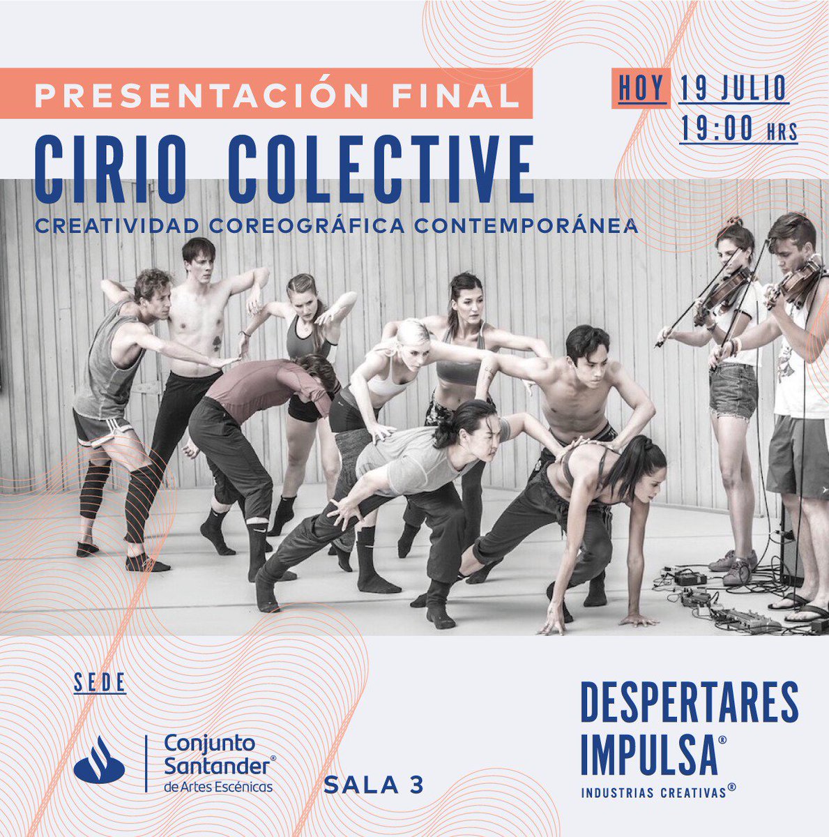 DespertaresMex's tweet photo. Hoy a las 7 pm los bailarines de @ciriocollective estarán presentando una innovadora pieza de danza contemporánea que crearon en #DespertaresImpulsa2019. No te la pierdas en la sala 3 del @ConjSantander #Guadalajara 🎭👁️☝🏼🇲🇽 ENTRADA LIBRE 😉 https://t.co/n0x54jscw0