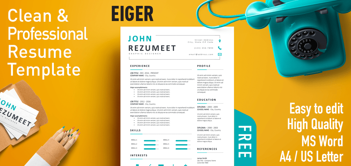 rezumeet's tweet photo. Nice, clean... and professional. Download our last free #resume template for Word. Smartly designed, and easy to customize. https://t.co/OSFtpizxy7 #Office365 https://t.co/WaazKV9S47