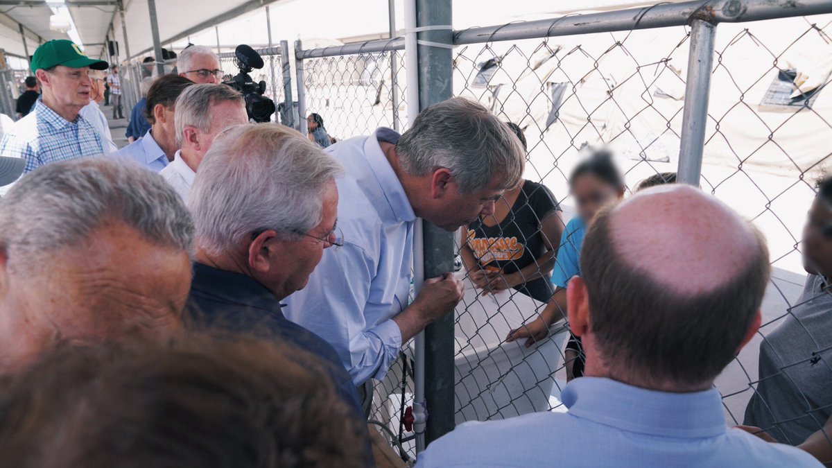 SenSchumer's tweet photo. What we saw today in facilities at the southern border was unbearable, inhumane, heartbreaking.

Migrants and families and kids coming to America searching for a better life CANNOT be treated this way. 

This is not who we are. This must end. Now. https://t.co/Vk6Q6I2qca