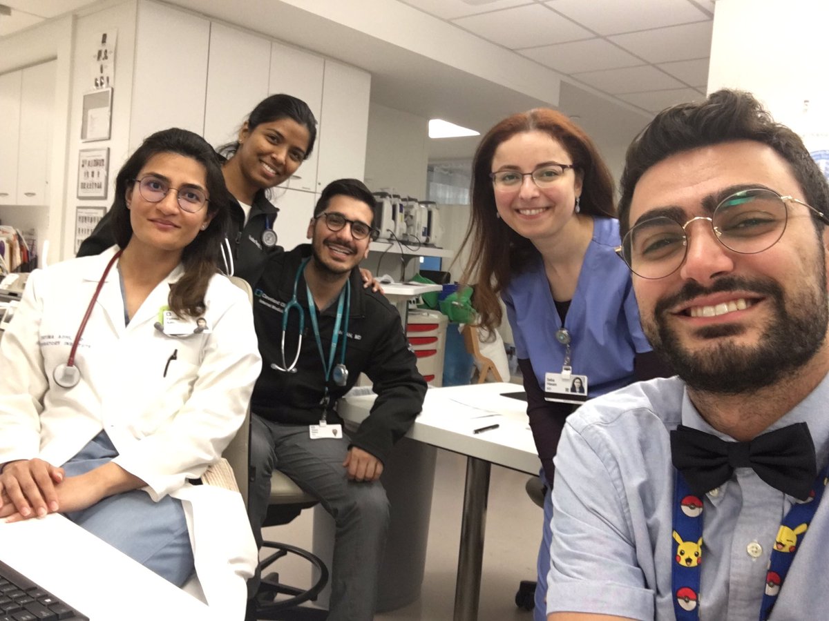 JosephHabibi_MD's tweet image. When you cover a shift in the ICU and wind up with this awesome team of residents and the one and only fellow Fatima Adhi, MD. Still trying to convince me to switch from GI to pulm crit! @CleClinicMD #IMRP #pulmcrit #CCF #MICU