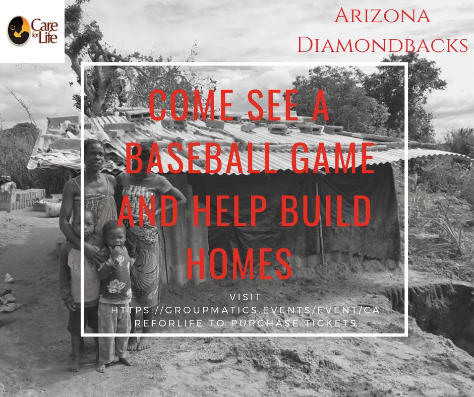 CareForLife's tweet photo. Visit https://t.co/q8xsYf8XgJ to buy tickets to the Arizona Diamondbacks vs Washington Nationals game on August 3rd at 5:10 p.m. $5 of every ticket sold through our link will help build homes for those in Mozambique.
#careforlife #mlb #arizonadbacks #washingtonnationals #baseball https://t.co/6a0UXEfgrx