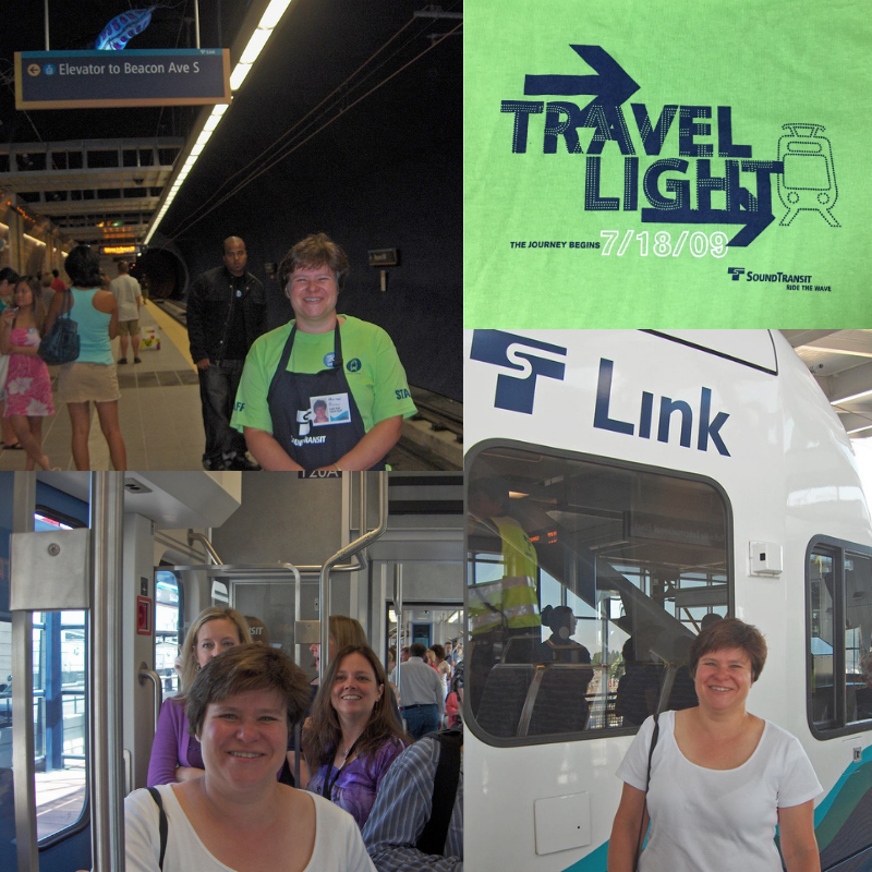 LizEllis253's tweet photo. Proud to staff the grand opening of Link light rail 10 years ago & welcome folks aboard at Beacon Hill Station! Happy 10th bday! (Still have the lime green t-shirt!). #Link10 #LinkLightRail #transit #Seattle @SoundTransit https://t.co/Egjj8RYJrE