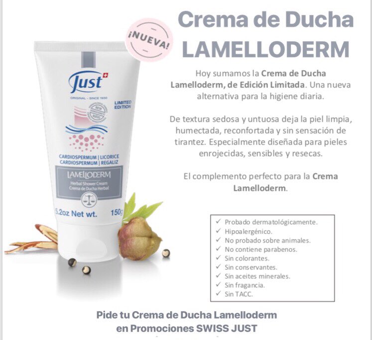 JustPromociones's tweet image. ¿Tienes tu piel enrojecida, sensible o reseca?
Te recomendamos la crema de ducha #lamelloderm que deja la piel limpia, humectada, reconfortada y sobretodo sin esa molesta sensación de tirantez.
#swissjust #just #swissjustmexico
#bienestar #hidroterapia
#cuidadodelapiel
