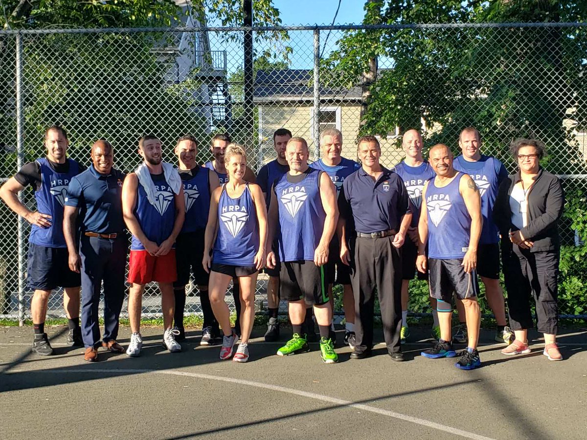 DanielJKinsella's tweet photo. Watch out, #Halifax. Uniacke Square squaring off against @hfxregpolice @Insp_D_Simmonds @SuptMacLeanHRP @RobinMcNeilHRP this evening in an epic game of basketball. Added bonus to have have just met @902manup 's Shawn Parker. Great to see BoPC Chair Natalie Borden. Go teams! https://t.co/k6OkjYfKte