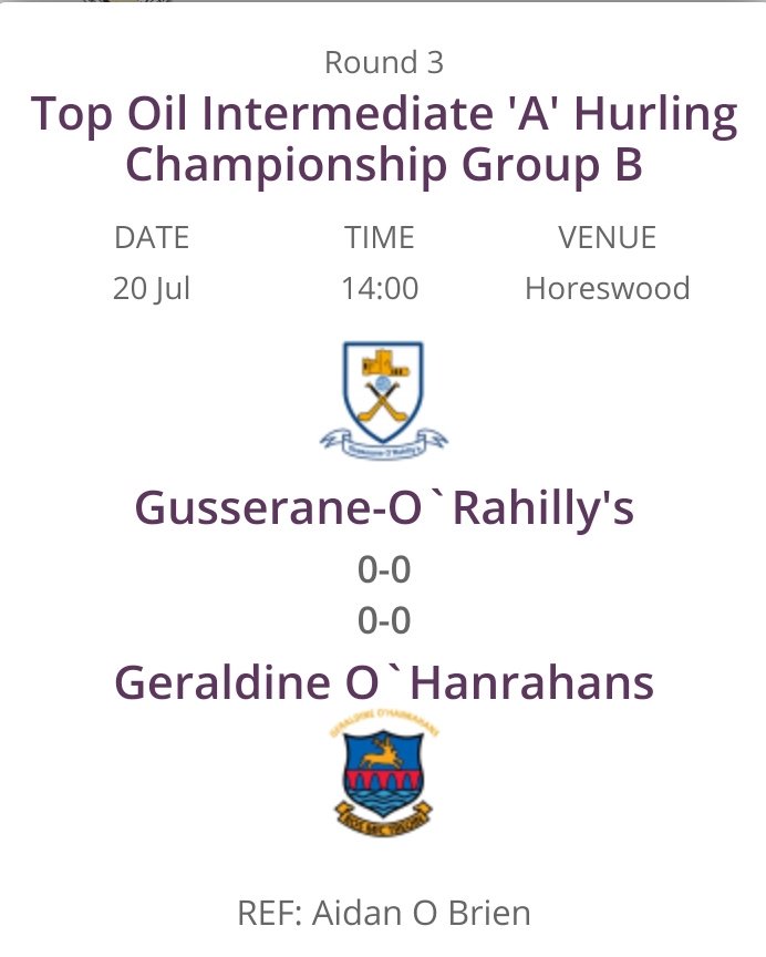 Geraldine O'Hanrahans (@gohnewross) on Twitter photo Not to let The Heartbreaker & the Juniors hog all the limelight this weekend, don't forget our Intermediate hurlers are out in Champo against our near neighbour's <a href="/GORahillys/">Gusserane O'Rahillys</a> in Horeswood <a href="/2pm/">Two O'clock</a> tomorrow 📘📙💪 Not to let The Heartbreaker & the Juniors hog all the limelight this weekend, don't forget our Intermediate hurlers are out in Champo against our near neighbour's <a href="/GORahillys/">Gusserane O'Rahillys</a> in Horeswood <a href="/2pm/">Two O'clock</a> tomorrow 📘📙💪