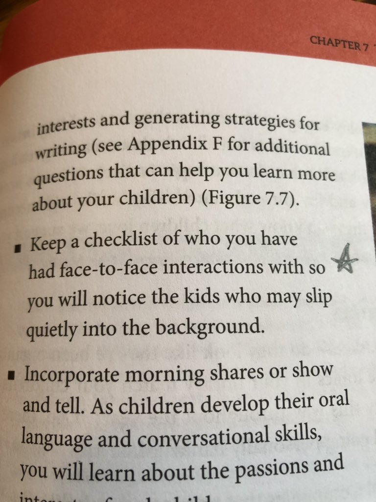 Ch 7 takeaway of #purposefulplay....The Power of Tapping into Student Interests.  It has been a priority since year one of my teaching to make sure each day I talk intentionally with each child.  Made difficult with large class sizes but still imperative. #pikeroadway