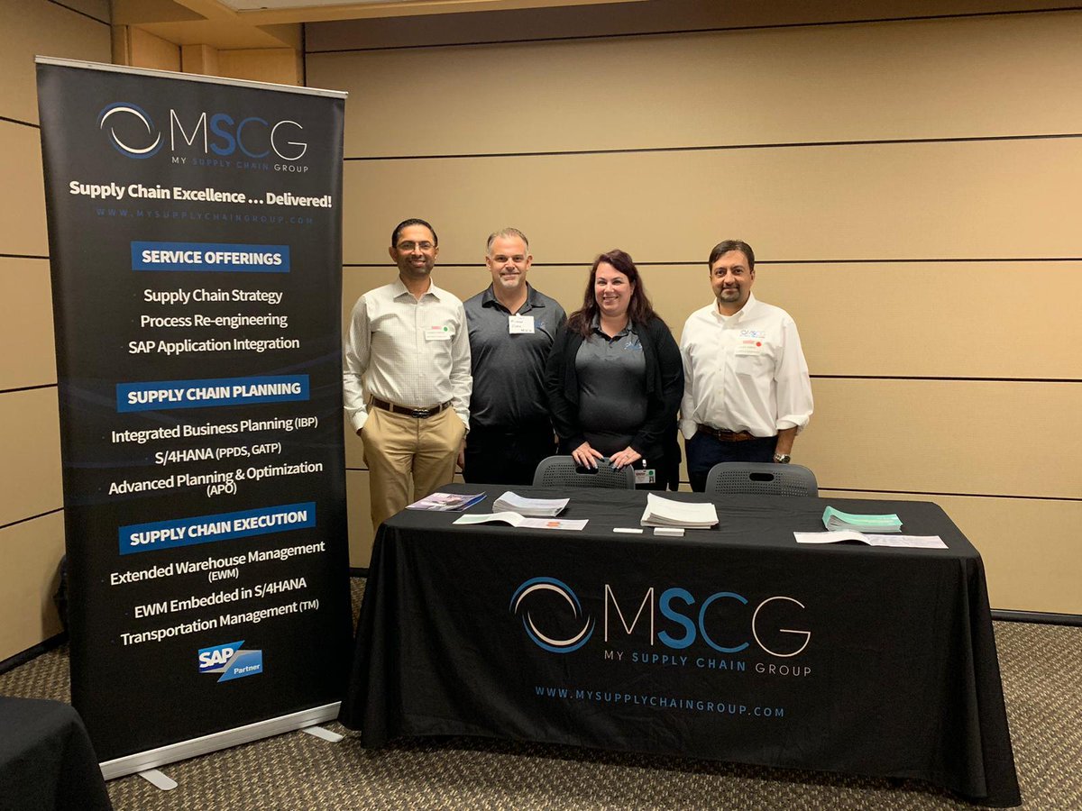 MSCG_LLC's tweet photo. Our MSCG Team is wrapping up at ASUG Pacific Northwest Chapter. Thank you to everyone, who stopped by to talk about SAP EWM &amp; IBP! https://t.co/ZUMlqhbGXO